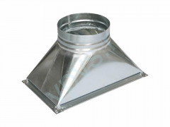 Переход с прямоугольного на круглое сечения тип 1 200x200/Ф200-260  Рулон оц.(08ПС)0.50 [ш20у65/-]
